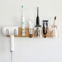 Solid Wood blower rack holder wall hanging wind tube hanger Dyson storage bracket cup holder toothbrush holder toothpaste holder