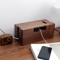 Desktop Wire Containing Box Light Cat Routers Shelterbox set-top box Plugging Socket Rational Wire Box Black Walnuts Solid Wood