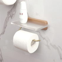 Free Punch Toilet Paper Towel Rack Toilet Kitchen Roll Paper Rack Wall-mounted Toilet Paper Cell Phone Sanitary Solid Wood Acrylic