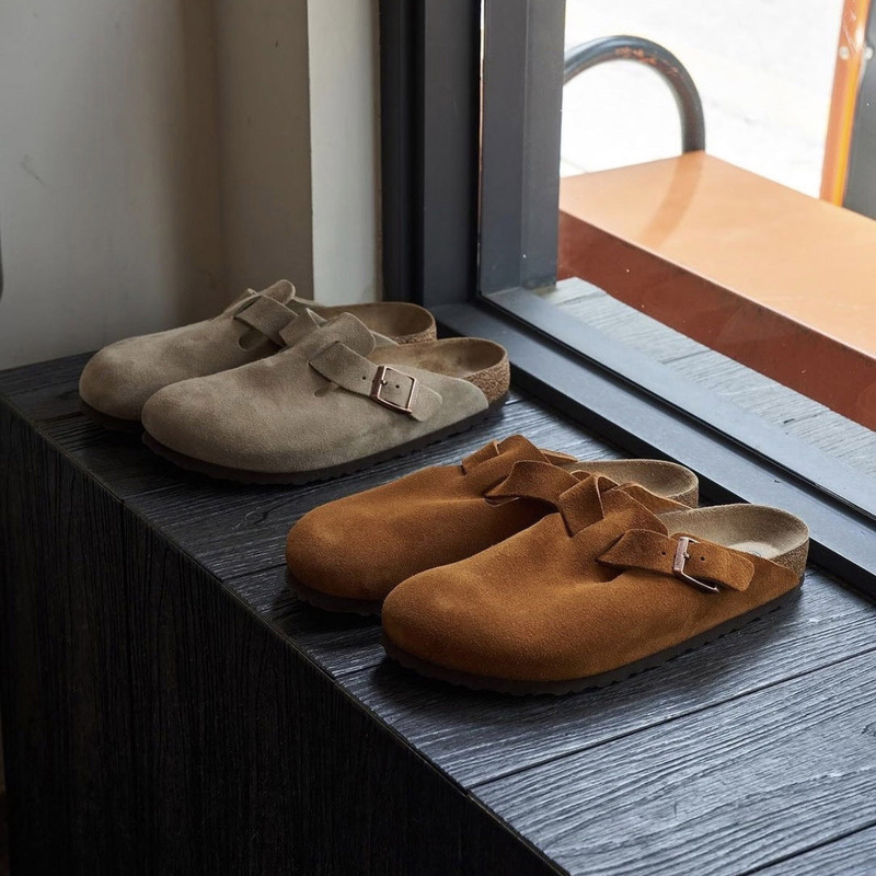 Imported German Boston Cork and Soft Sole Narrow Version Slip-On Genuine Leather Wide Version Closed-Toe Slippers Imported German Boston Cork and Soft Sole Narrow Version Slip-On Genuine Leather Wide Version Closed-Toe Slippers