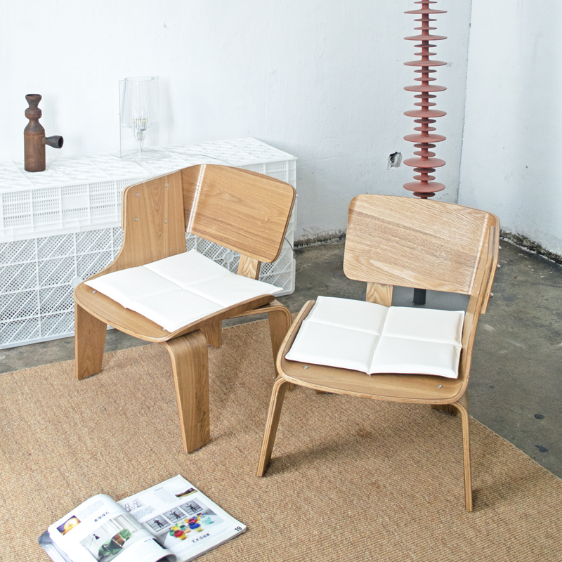 Qi People Designer Dining Chair Leisure Chair Retro Nordic Small Household Type Home Original Wood Color Single Pair Chair Soft Bag Armrests