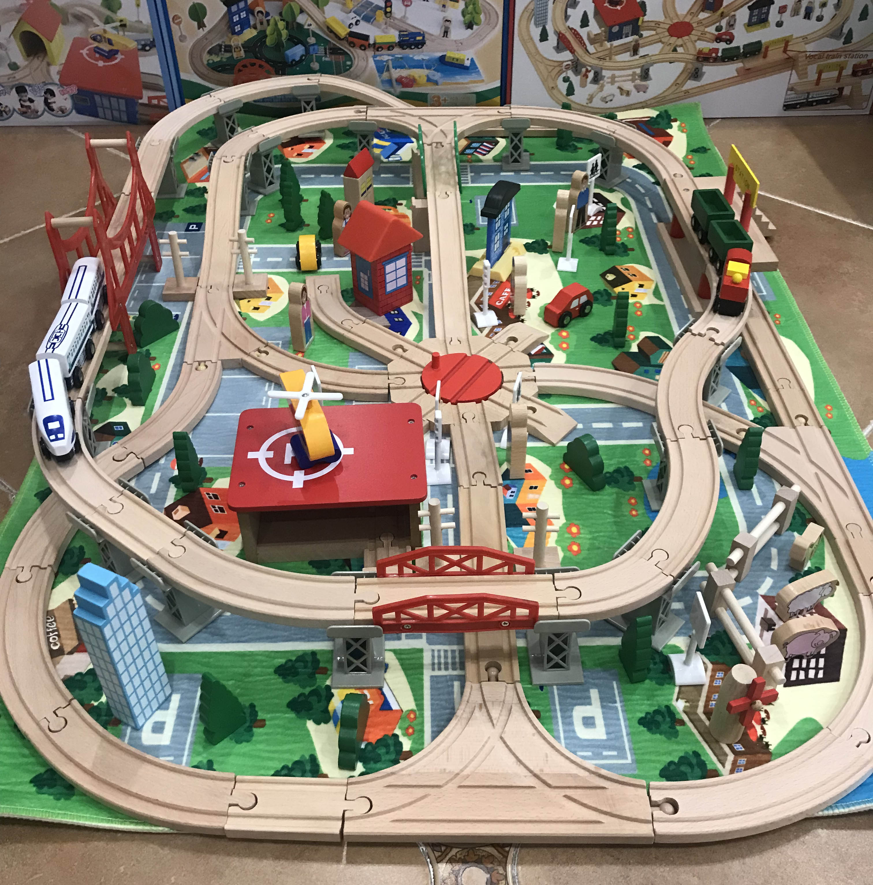 small wooden train set