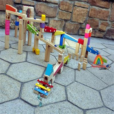 Wooden Ball Bearing Marbles Pearl Intelligence Assembly Building Blocks Creative Puzzle Spelling Toys 100 pieces of sliding ladders track