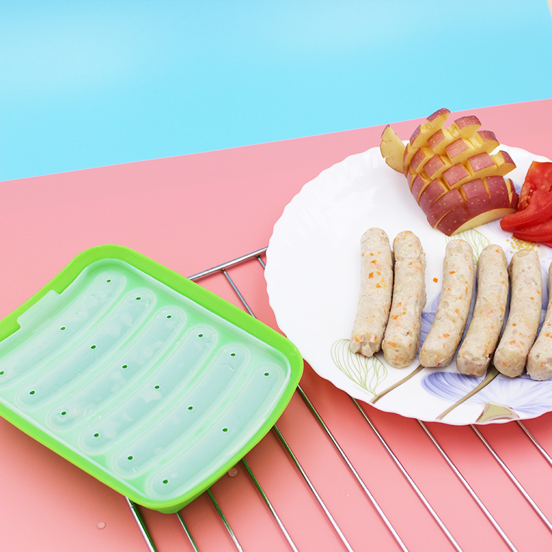 Sausage mold baby silicone homemade children's steamed meat sausage baby household auxiliary food abrasive ham sausage box with cover