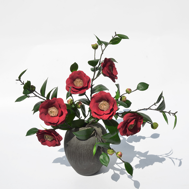 Simulation camellia tea rose living room dining table bedroom Chinese floral decoration 2022 new high-end simulation flowers fake flowers