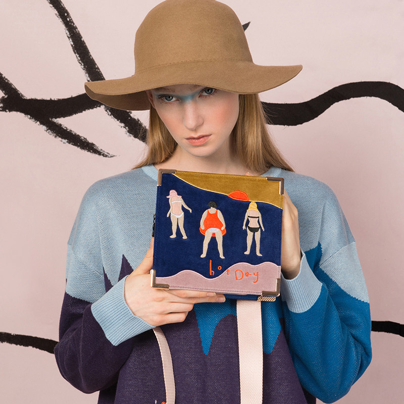 WAWOO YIZISTORE2020 Flannel Embroidered Shoulder Bag Art Retro Messenger Bag Casual Women's Small Square Bag