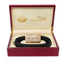Samsung general official new automatic buckle leather crocodile embossed military commemorative high-end wooden box gift belt