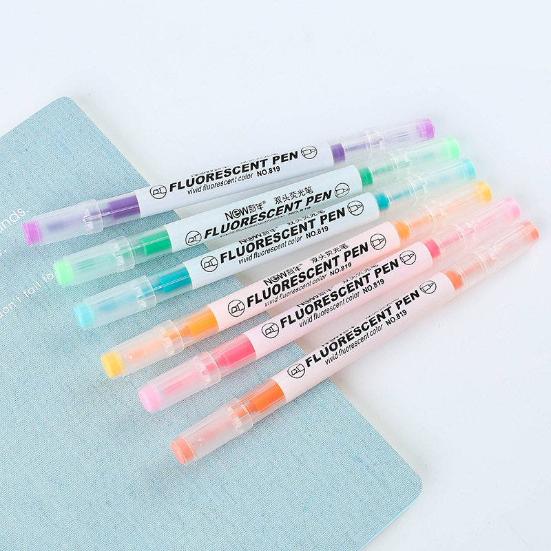 6 color double head fluorescent pen students emphasize the key color candy set mark mark mark line