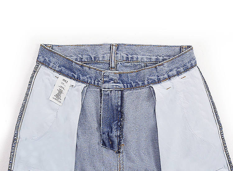 IDLT 90S Quần lửng cổ điển Quần jean nguyên bản gấp đôi xếp nếp Quần jean nam nặng giặt nhẹ skinny jeans nam