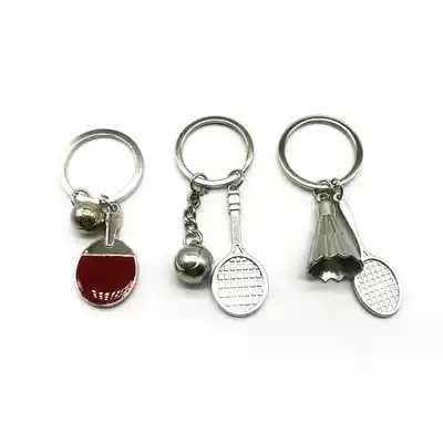Tennis racket Badminton racket Table tennis racket pendant Game souvenir gift keychain Lettering alloy