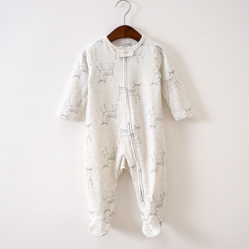 Double Zipper Spring and Autumn Pure Cotton Soft Jumpsuit for Boys and Girls, Baby Footed Romper, Newborn Baby Footed Coveralls, Base Layer Clothing Double Zipper Spring and Autumn Pure Cotton Soft Jumpsuit for Boys and Girls, Baby Footed Romper, Newborn Baby Footed Coveralls, Base Layer Clothing