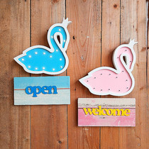 Swan European-style luminous led double-sided decoration listing luminous door card creative wooden personality sign business