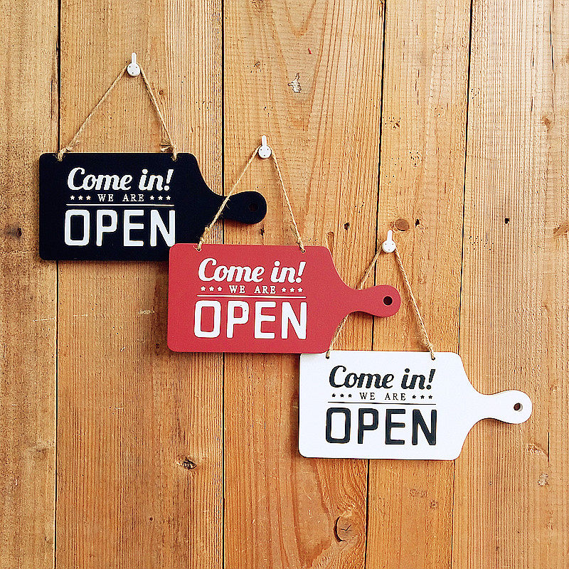 OPEN CUTTING BOARD DOUBLE FACE WOODEN DOOR CARD LISTING CREATIVE EU STYLE PLATOON RESTAURANT BUSINESS WELCOME TO THE SIGN WALL DECORATION