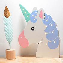 Nordic ins Wind Wood unicorn LED lantern childrens room decoration night light creative home wall decoration ornaments