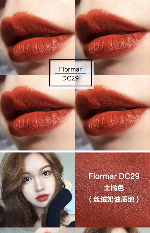 Nhìn ổn đấy Son môi flormar Thổ Nhĩ Kỳ dc29 bẩn ống màu cam đen 208 ống son vàng mờ dc39 - Son môi