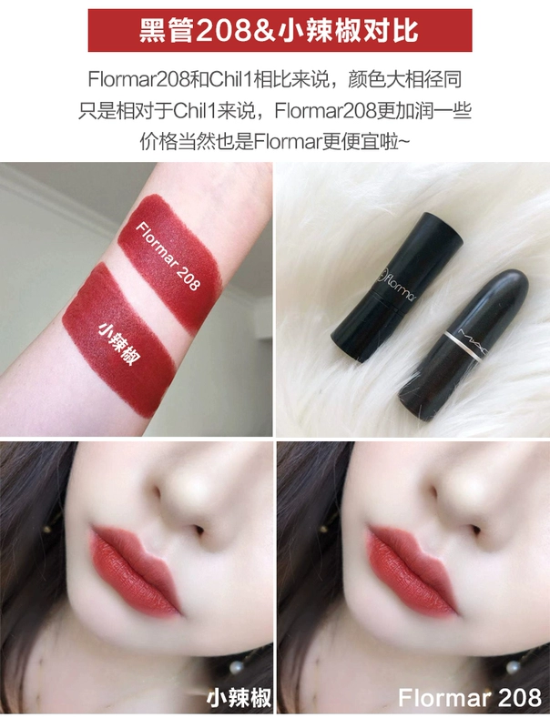 Nhìn ổn đấy Son môi flormar Thổ Nhĩ Kỳ dc29 bẩn ống màu cam đen 208 ống son vàng mờ dc39 - Son môi merzy son