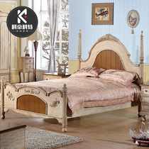 American country bed second bedroom solid wood bed 15 meters double European retro solid wood bed simple bed American furniture
