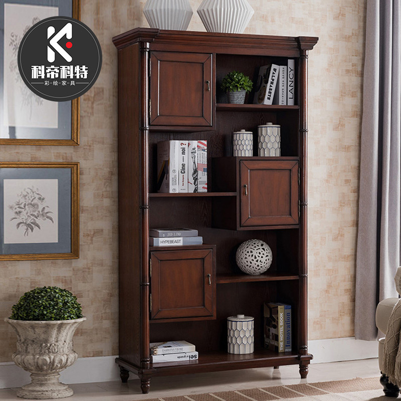 American solid wood bookcase bookshelf home with door solid wood bookcase bookshelf study free combination cabinet European locker