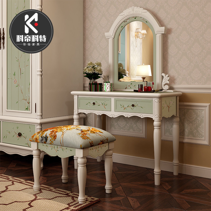 Makeup table small apartment solid wood mini single space-saving makeup table modern minimalist bedroom European style dressing table