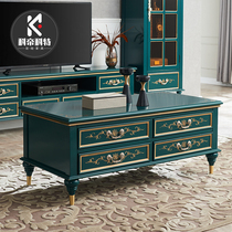 Fa-style light lavish solid wood large tea table TV cabinet Composition Living room accommodating minimalist home European-style advanced art sensation