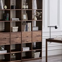 Black walnut solid wood bookcase Simple bookshelf Floor-to-ceiling bookcase shelf Solid wood living room storage rack Simple and modern
