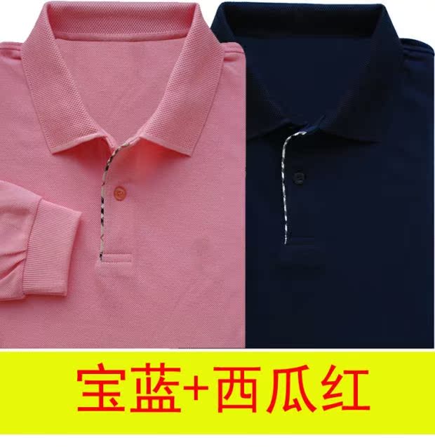 Áo thun mùa thu nam tay dài trung niên nam áo thun bố ve áo cotton thả lỏng giản dị áo sơ mi trung niên aso polo