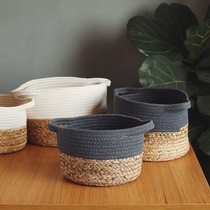  Weaving deconstruction of a house handle Cotton thread gourd grass woven storage basket Toy desktop sundries storage basket Fabric