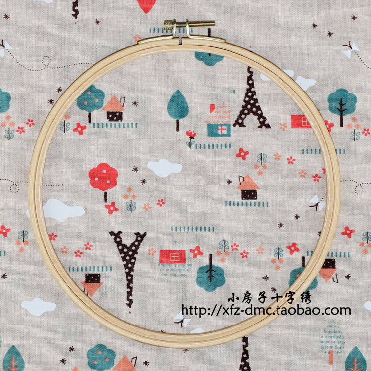 Embroidery tools small house cross stitch round solid wood embroidery stretch adjustable elastic 21cm Beech