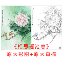 Gongyi line drawing peony manuscript Li Xiaoming Sankai Acacia Yaochi spring line drawing copy physical printed manuscript 861C