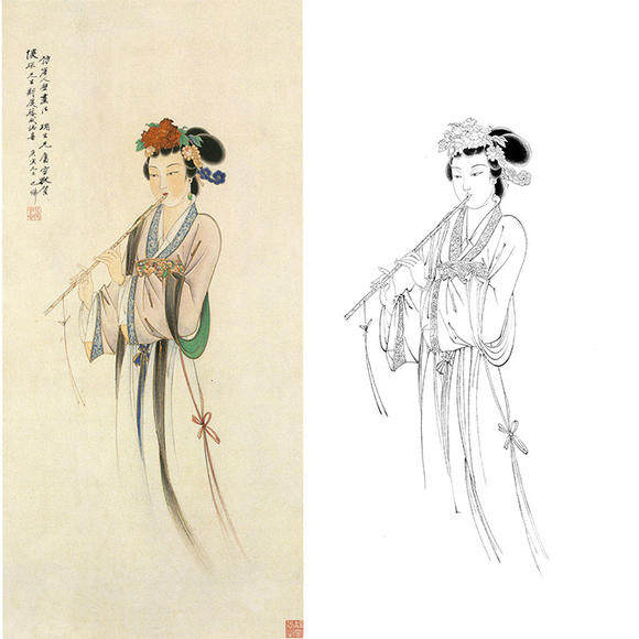 Work Stroke White Sketching Manuscript Traditional Figure Swomen's Physical White Paper Print Manuscript also Buddha -HY28