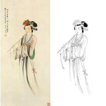 Gongbi painting white sketch background draft Traditional character lady physical white paper print draft Hu Yifo-HY28