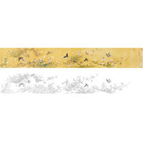 Meticulous painting line drawing draft Baundred Butterfly Map Lang Shining original size physical print 35*226 with color picture 717T