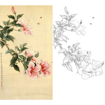 Gongbi painting white sketch manuscript Yu Zhizhen Mallow original large physical print 38*68 with color map 675T