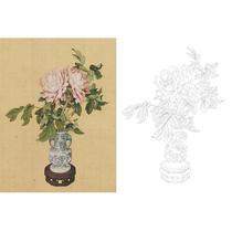 Meticulous painting white drawing draft draft bottle flower picture Lang Shining original size vase print 60*80 with color picture 714T