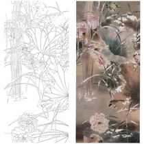 Meticulous painting hints Lotus Jia Guangjian 60*132 physical white paper printed manuscript with color picture 080T