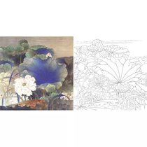  Gongbi painting white sketch background Lotus Doufang Jia Guangjian 66*66 physical white paper print draft with color map 379T