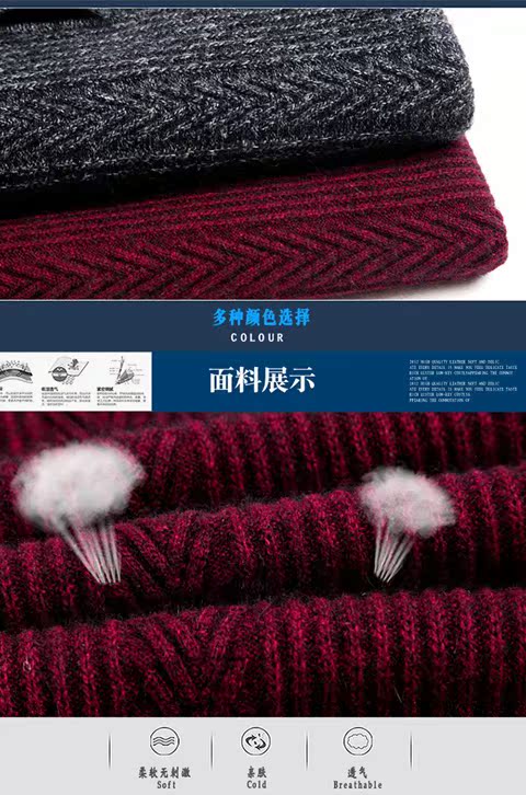 2018 Playboy Áo len cashmere nam mùa thu và len mùa đông Áo len rộng kích thước lớn Trung niên thường đan áo len áo lót nam