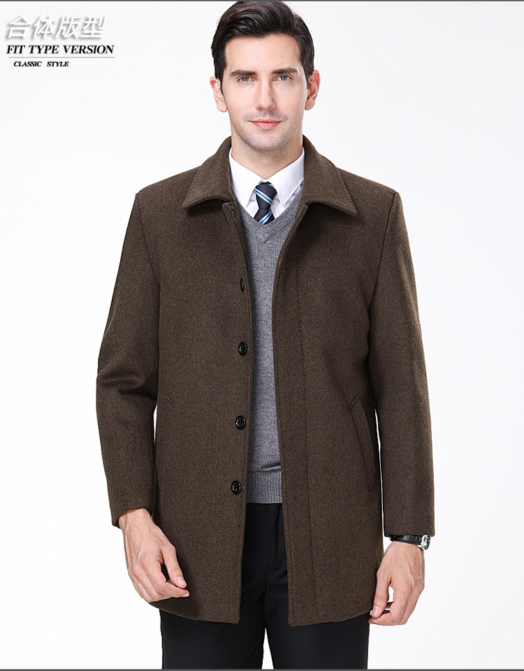 Playboy cashmere áo khoác nam trung niên cộng với nhung dày dài áo len rộng kích thước bố áo khoác nỉ nam