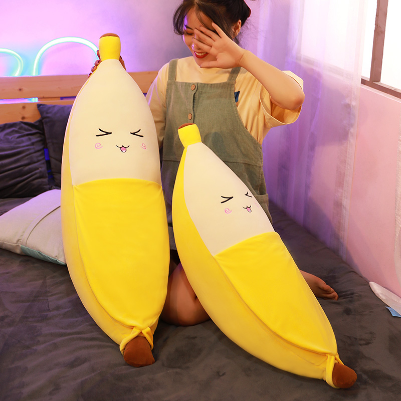 Cute banana long pillow plush toy super soft cute bed to sleep with you doll girl doll doll doll