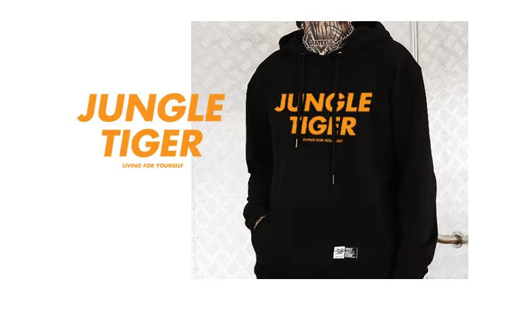Jungle Tiger New Street Tide thương hiệu Áo khoác dài tay Đơn giản Sinh viên Hàn Quốc Áo dài tay Áo len cao cổ lỏng lẻo áo khoác nỉ form rộng