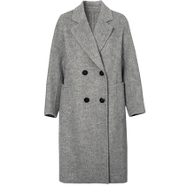 Shifanli high-end gray double-sided woolen coat 2023 winter new style small gray wool woolen coat for women