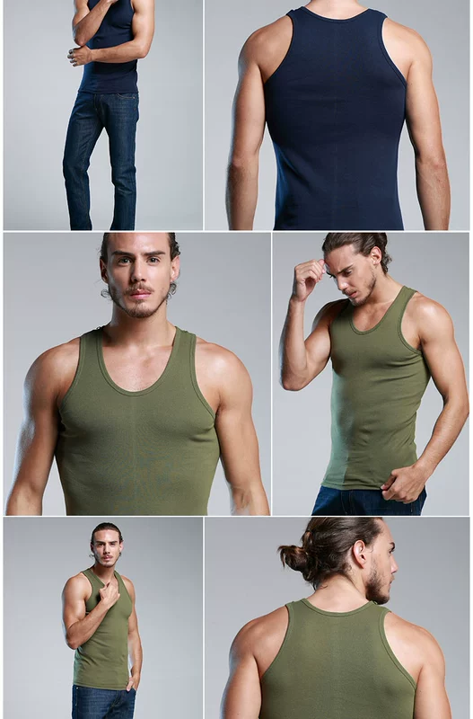 Vest nam vest không tay t-shirt triều mùa hè thể thao cotton thoáng khí tập thể dục vai rộng rào cản lỏng phần mỏng thanh niên