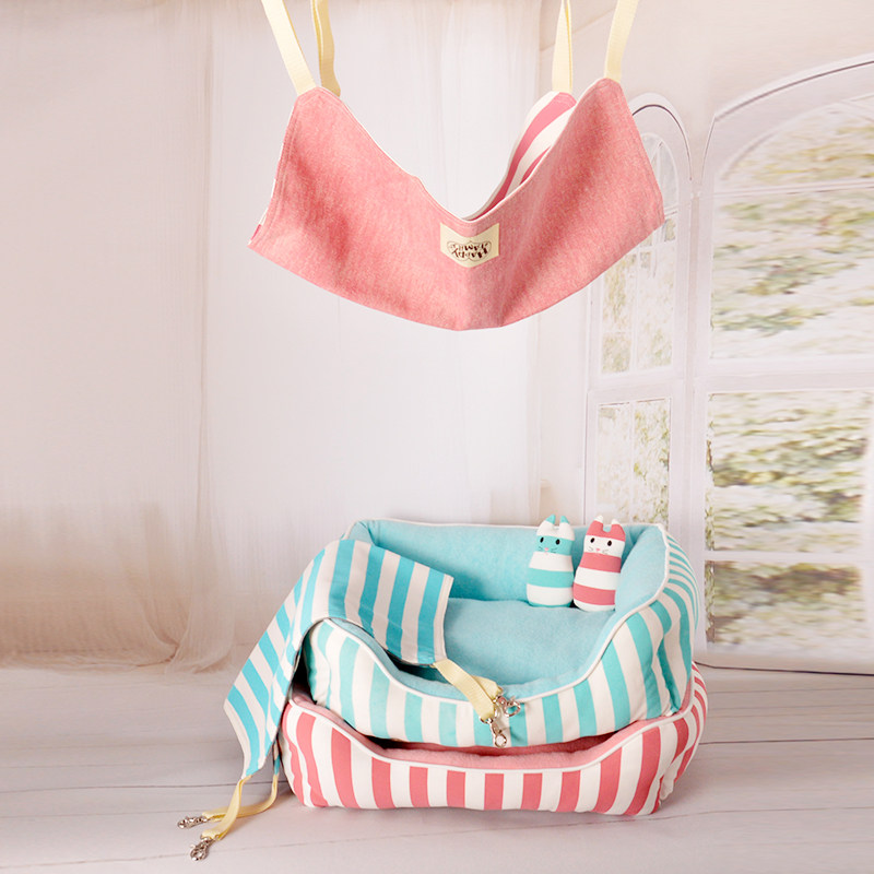 Japan KOJIMA Cat Nest Spring Summer Nest Cushion Roman Cloth Square Shaped Mat Dog Cat Teddy VIP Striped Cat Hammock