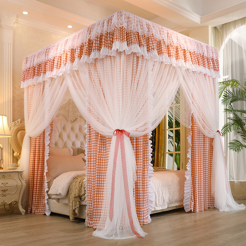 Physical shading bed curtain mosquito nets one-piece home bedroom floor warming bed mantle with bracket totally closed dust top
