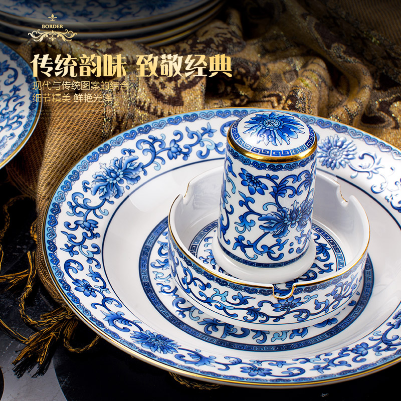 Dishes suit household ipads porcelain tableware jingdezhen high - grade court central American colored enamel key-2 luxury club gifts