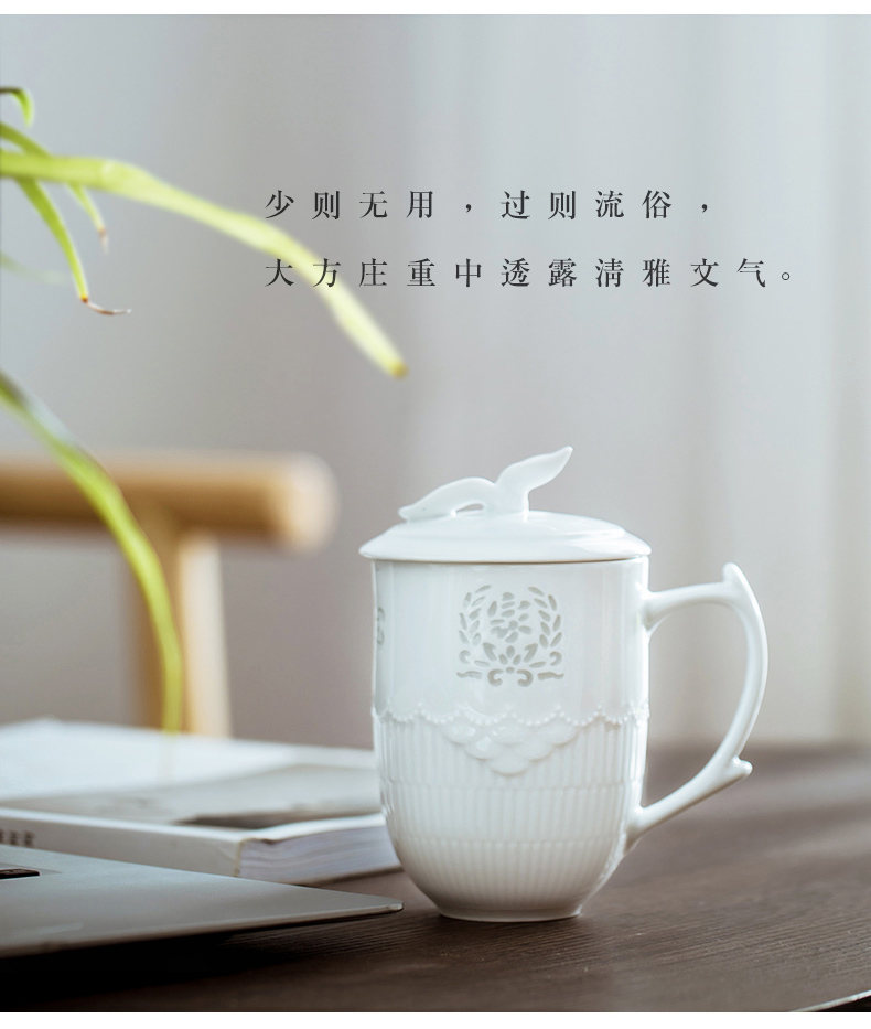 Jingdezhen ceramic cups lid mark a glass office make tea cup home child hollow out and exquisite porcelain cups