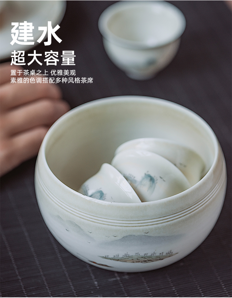 Jingdezhen hand - made scenery figure set of plant ash tea tureen manual set of kung fu tea tea