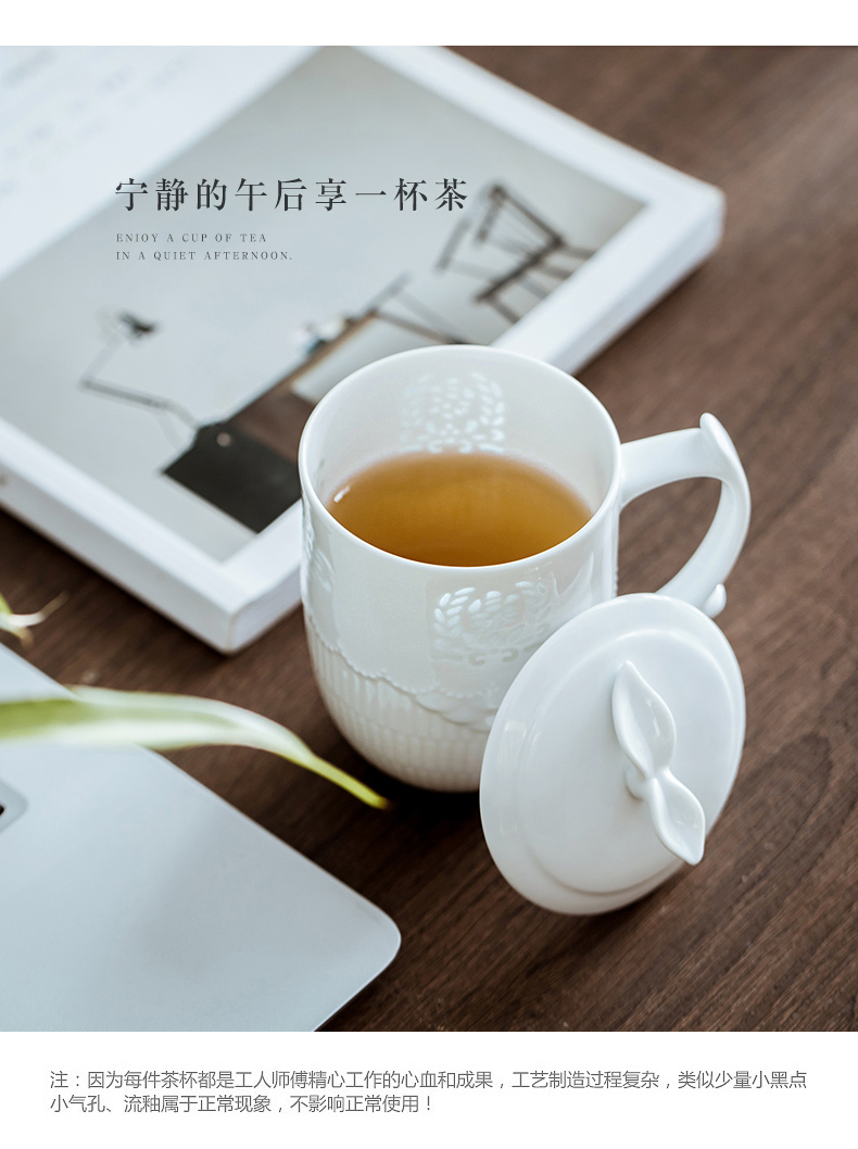 Jingdezhen ceramic cups lid mark a glass office make tea cup home child hollow out and exquisite porcelain cups