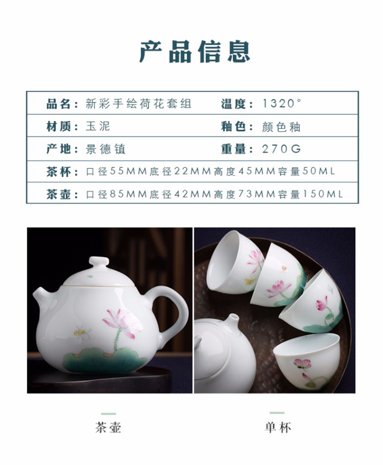 Suet jade porcelain ceramic masters cup hand - made lotus home white porcelain kung fu tea set cup sample tea cup teapot