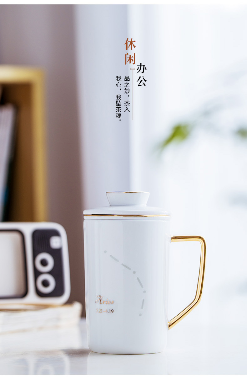 Jingdezhen paint and exquisite ceramic filter cups tea cup office cup cup with cover the zodiac mugs